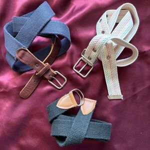 Vintage Canvas Belts Lot of 3
